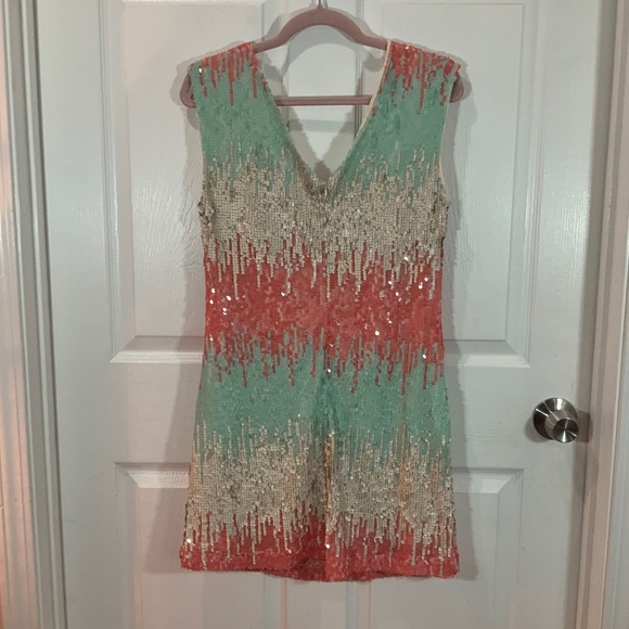 Skies Are Blue Anthropologie Sequin Wedding Party Sleeveless Mini Dress Size XS - Picture 6 of 10